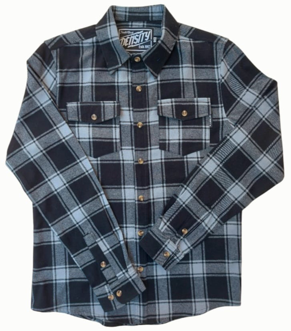 CAMISA FRANELA TONOS NEGROS Y AZULES